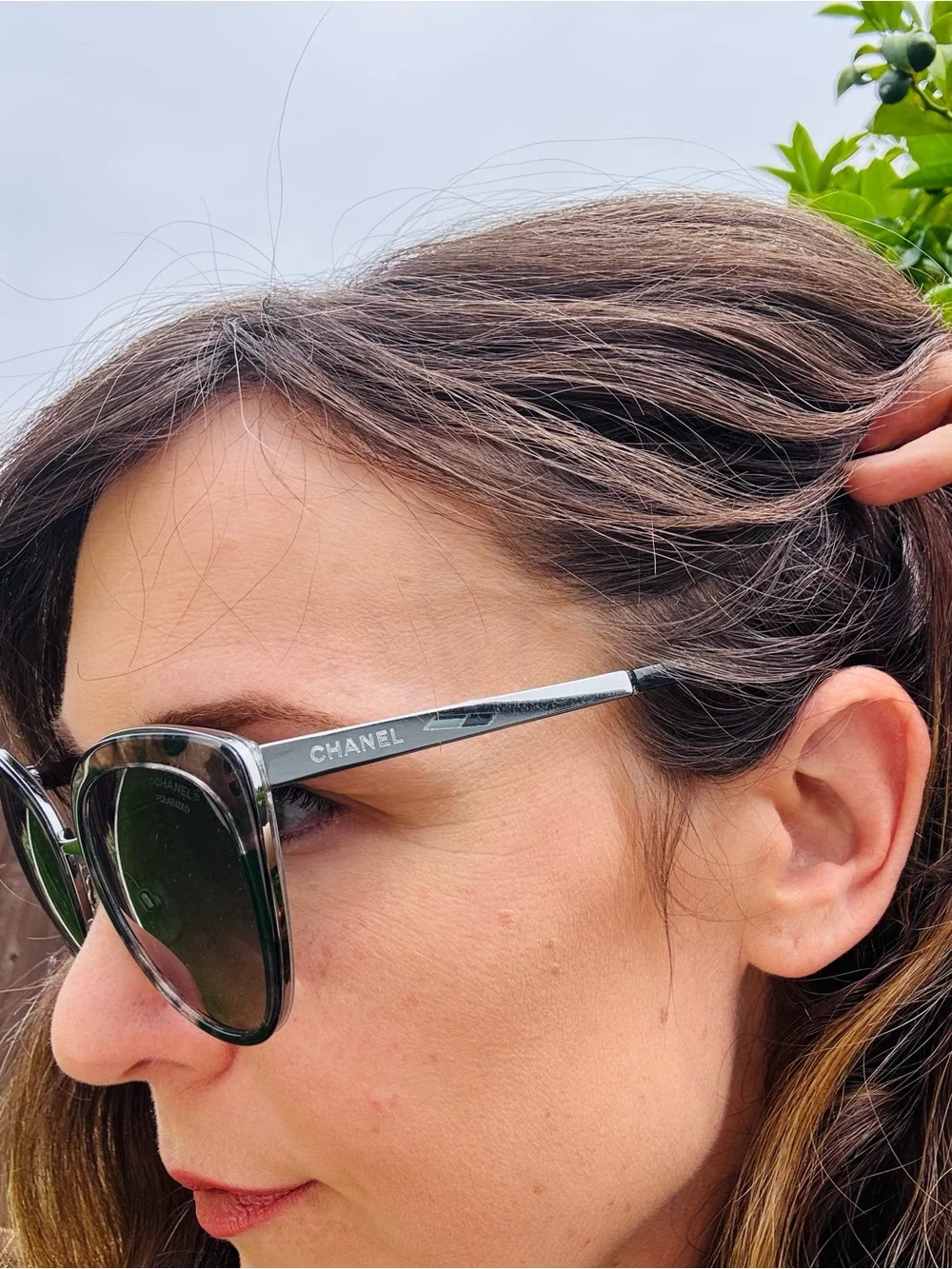 CHANEL Authentic 4208 Silver/Gray Polarized Cat-Eye Sunglasses